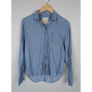 American Eagle Outfitters Shirt Small Blue Chambray Lyocell Button Front Mb